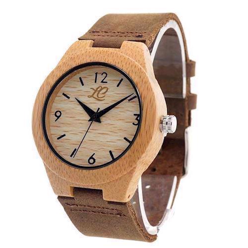 Image of La Capia 100% natur Bambus træ Citizen quartz ur, model New Jersey